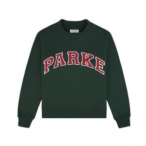 PARKE Holiday Varsity Mockneck Forest + Maroon NWT